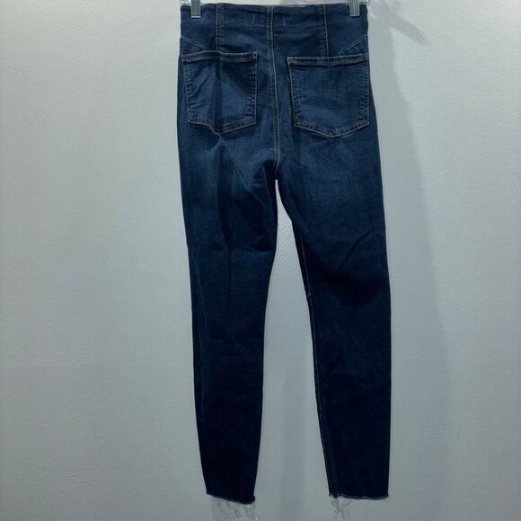 Free People Miles Away High Rise Skinny Jeans |Size 29 Raw Hem Dark Wash Stretch - Picture 9 of 14